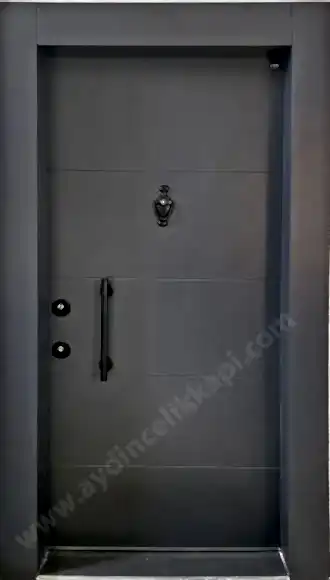 siyah aksesuarlı çelik kapı